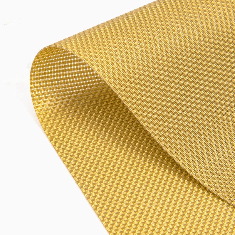 SHACOS Round Table Placemats Wedge Placemat Set of 4 Non Slip Heat Resistant Woven Vinyl Metallic Golden Table Mats Wipe Clean Indoor Outdoor (4, Gold) - Image 3